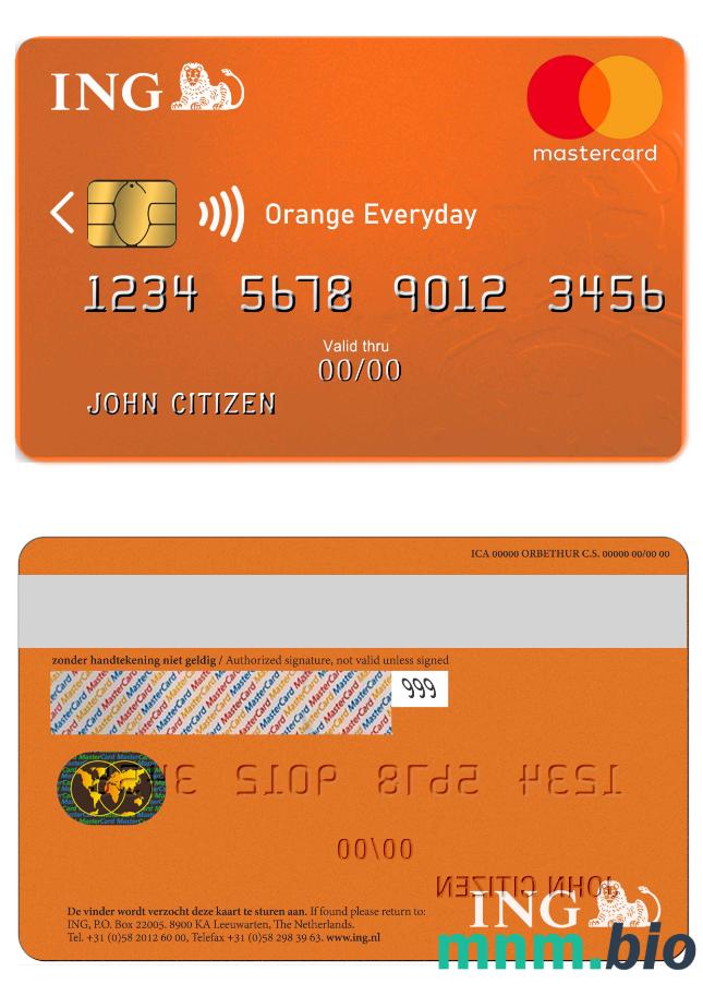 Netherlands ING Orange Masterkarta w pełni edytowalne PSD